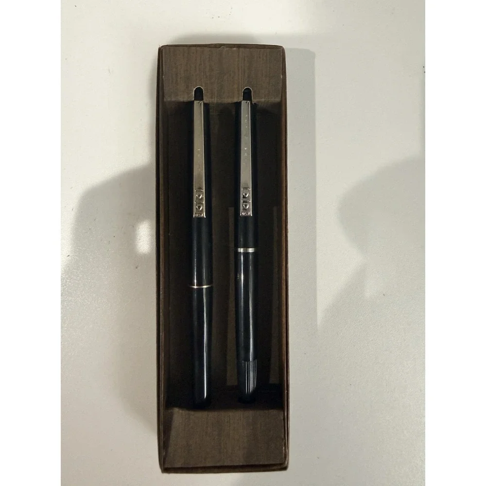 2 PAPER MATE Papermate Powerpoint Malibu Black Ballpoint Pen NOS E